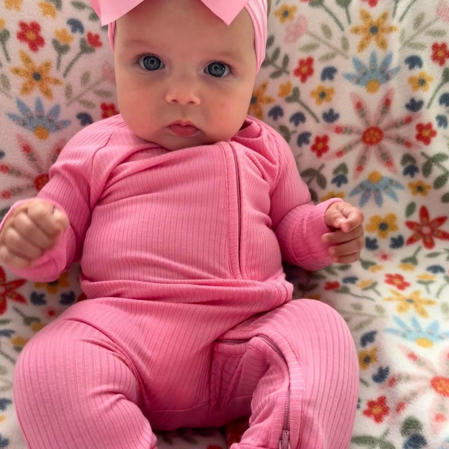 Tickle Me Pink Rib Bamboo Zippy