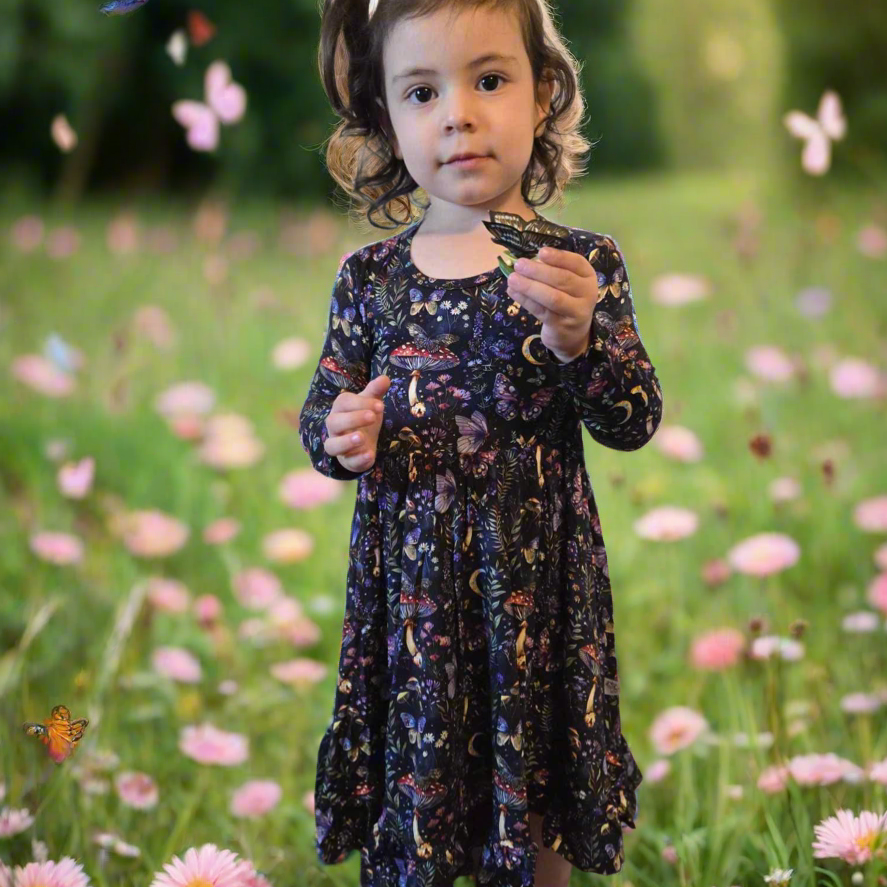 Midnight Moths Twirl Dress
