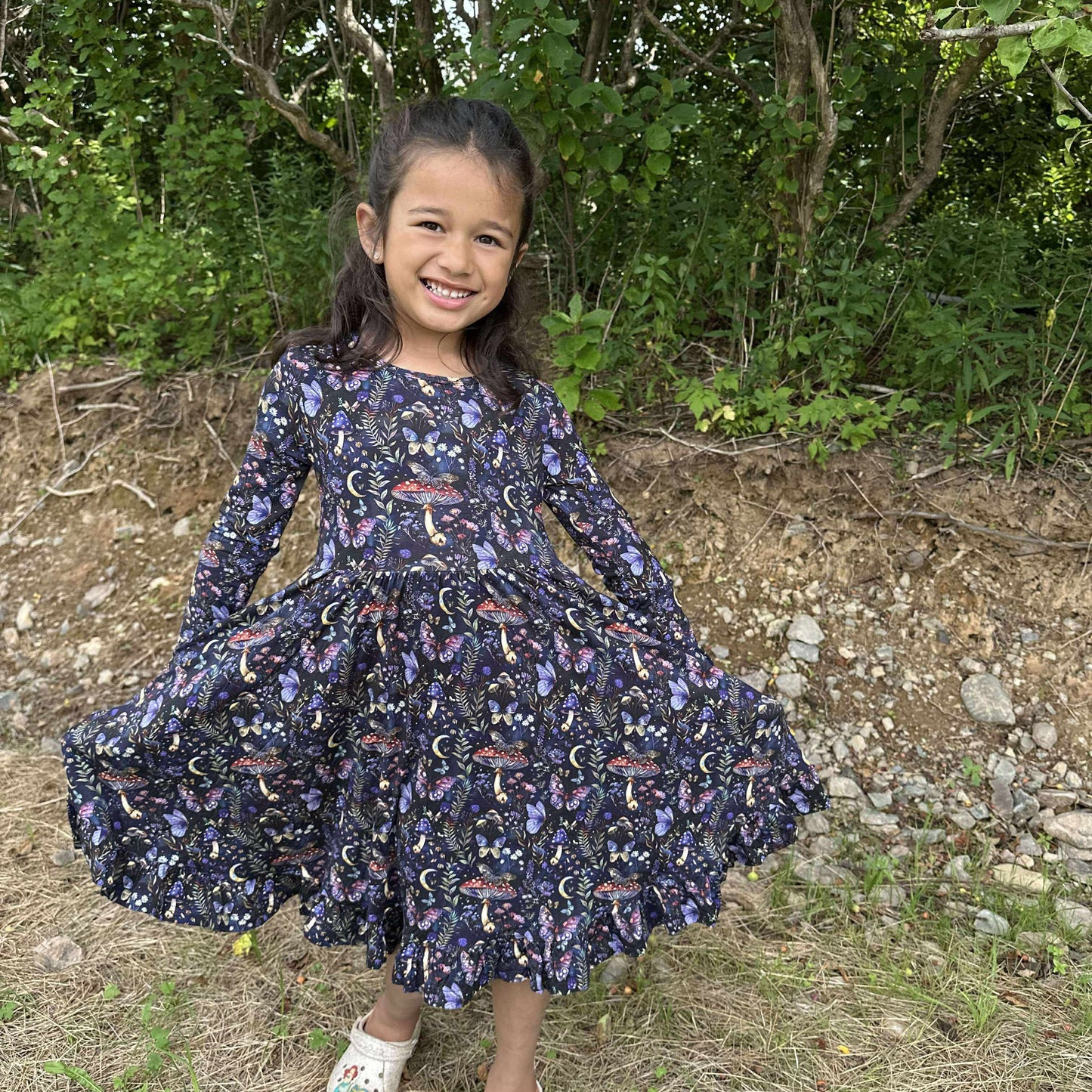 Midnight Moths Twirl Dress