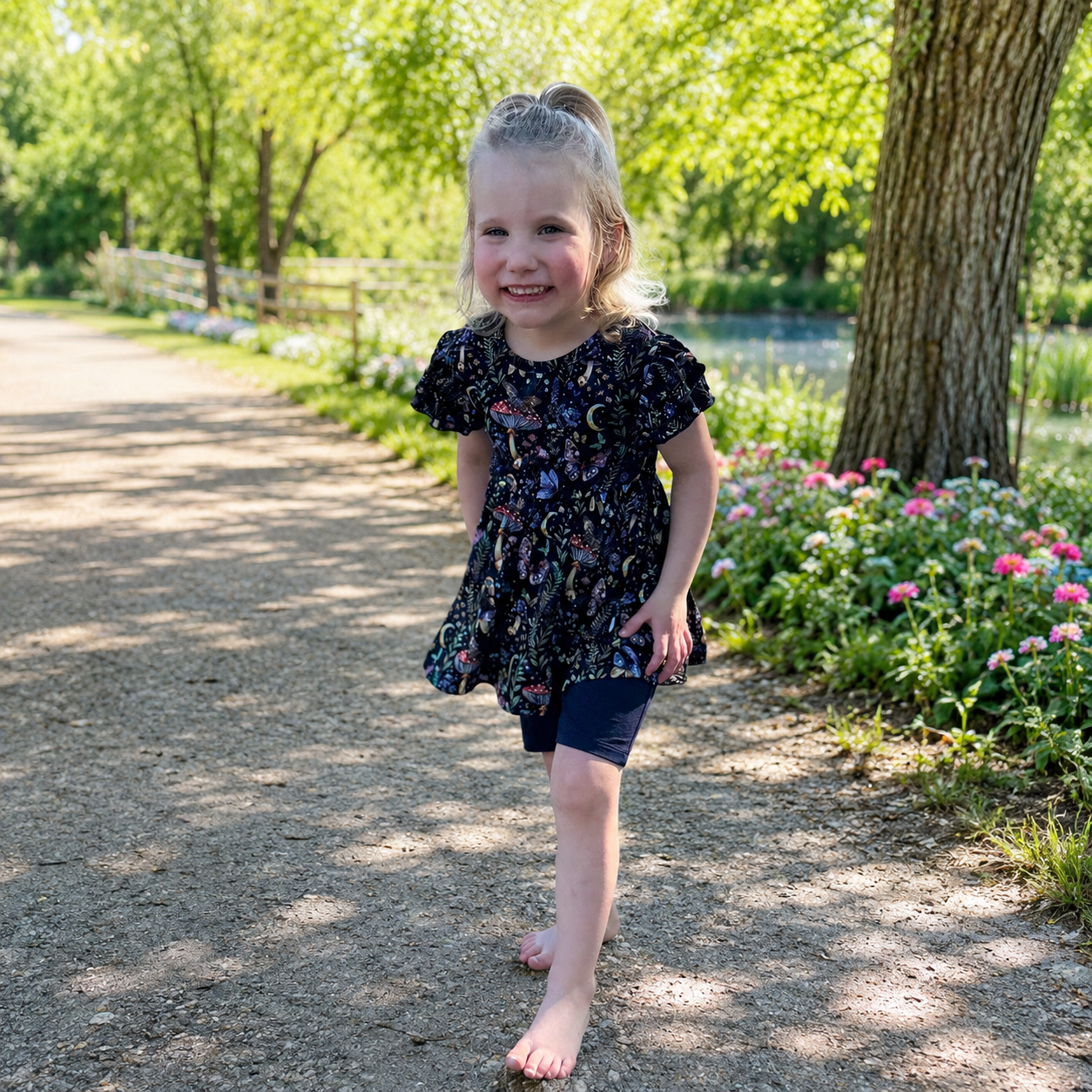 Midnight Moth Peplum Top & Biker Shorts