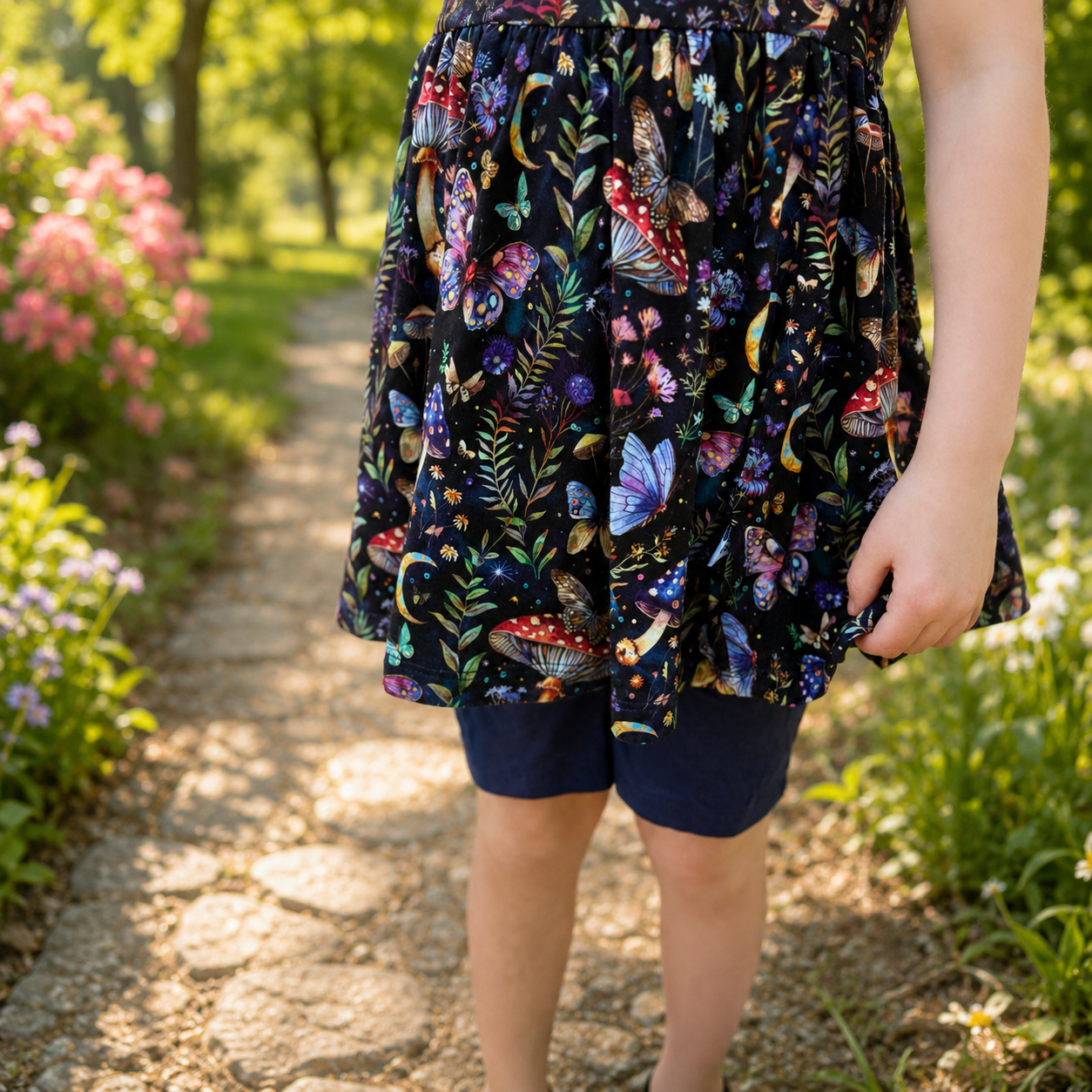 Midnight Moth Peplum Top & Biker Shorts