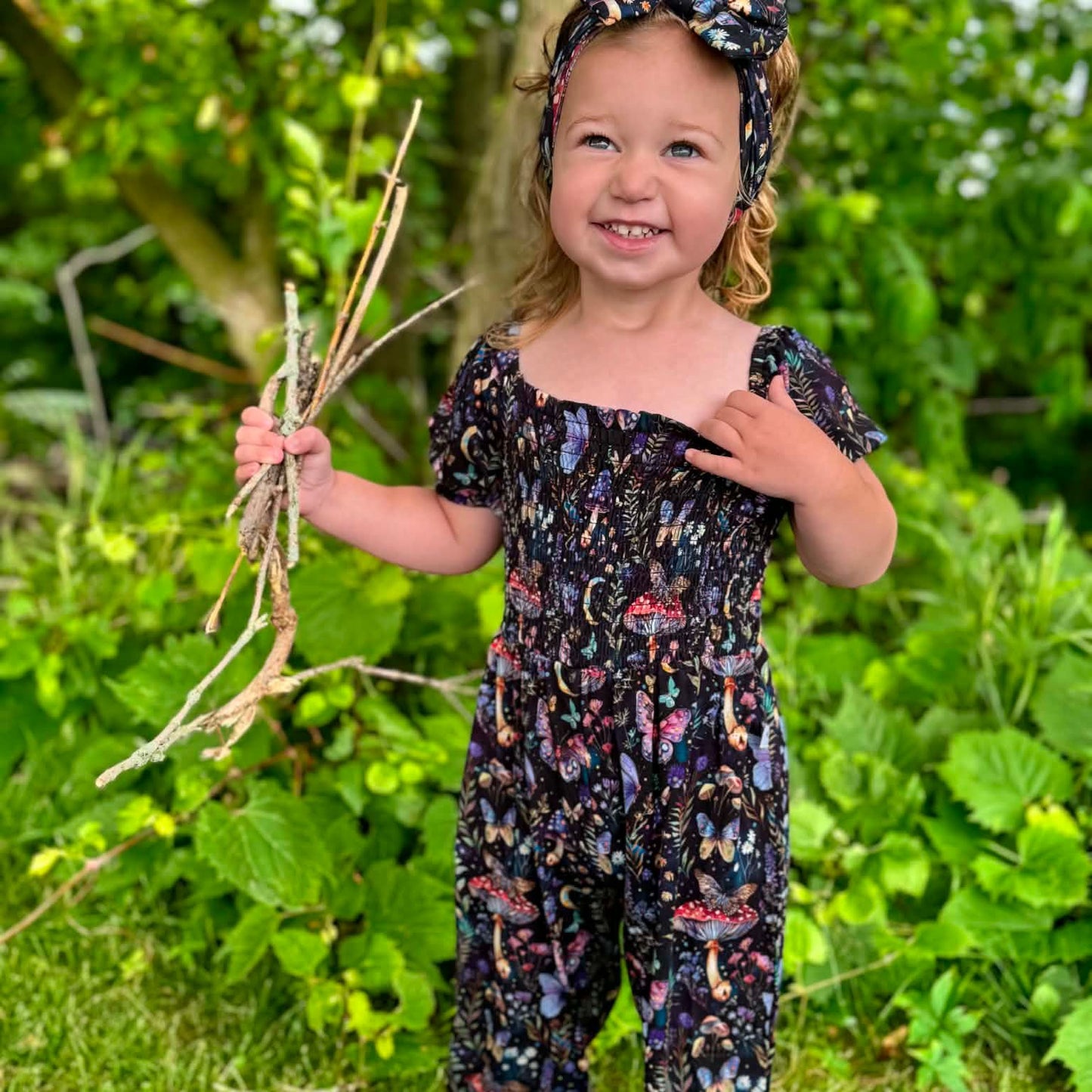 Midnight Moth Smocked Romper