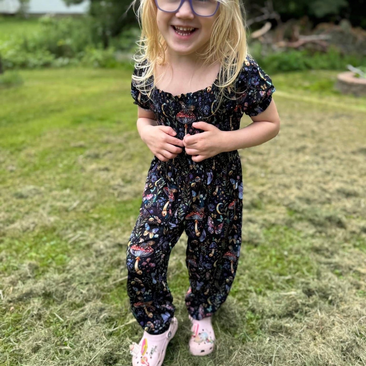 Midnight Moth Smocked Romper