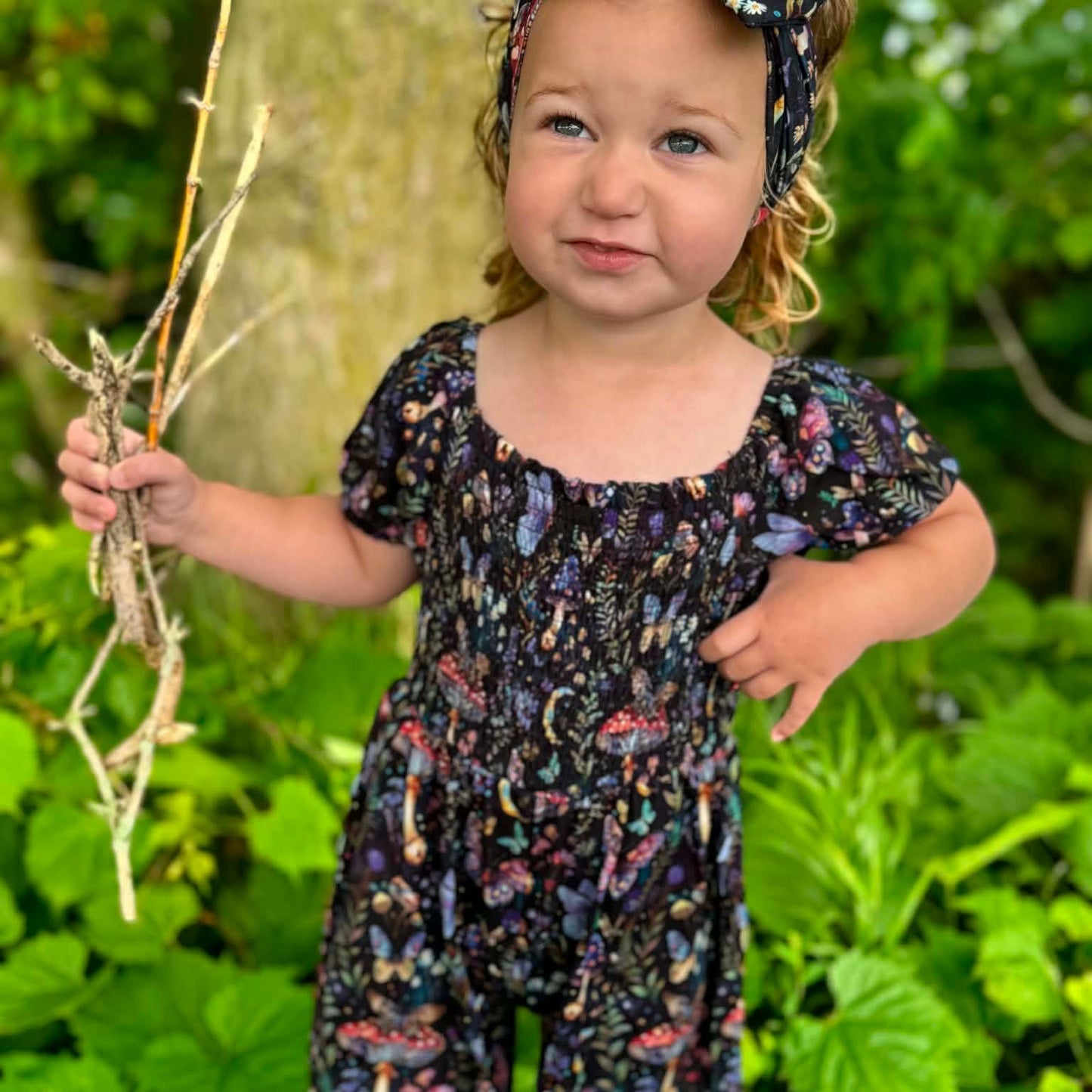 Midnight Moth Smocked Romper