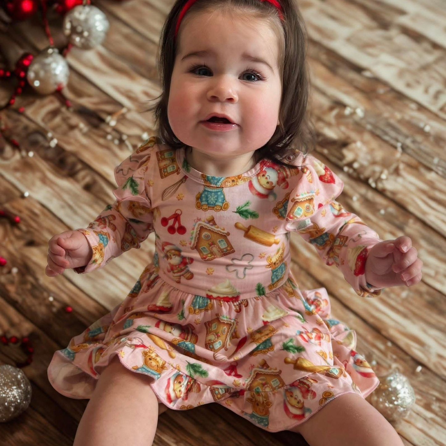 Pink Cookie Crew Christmas Twirl Bodysuit