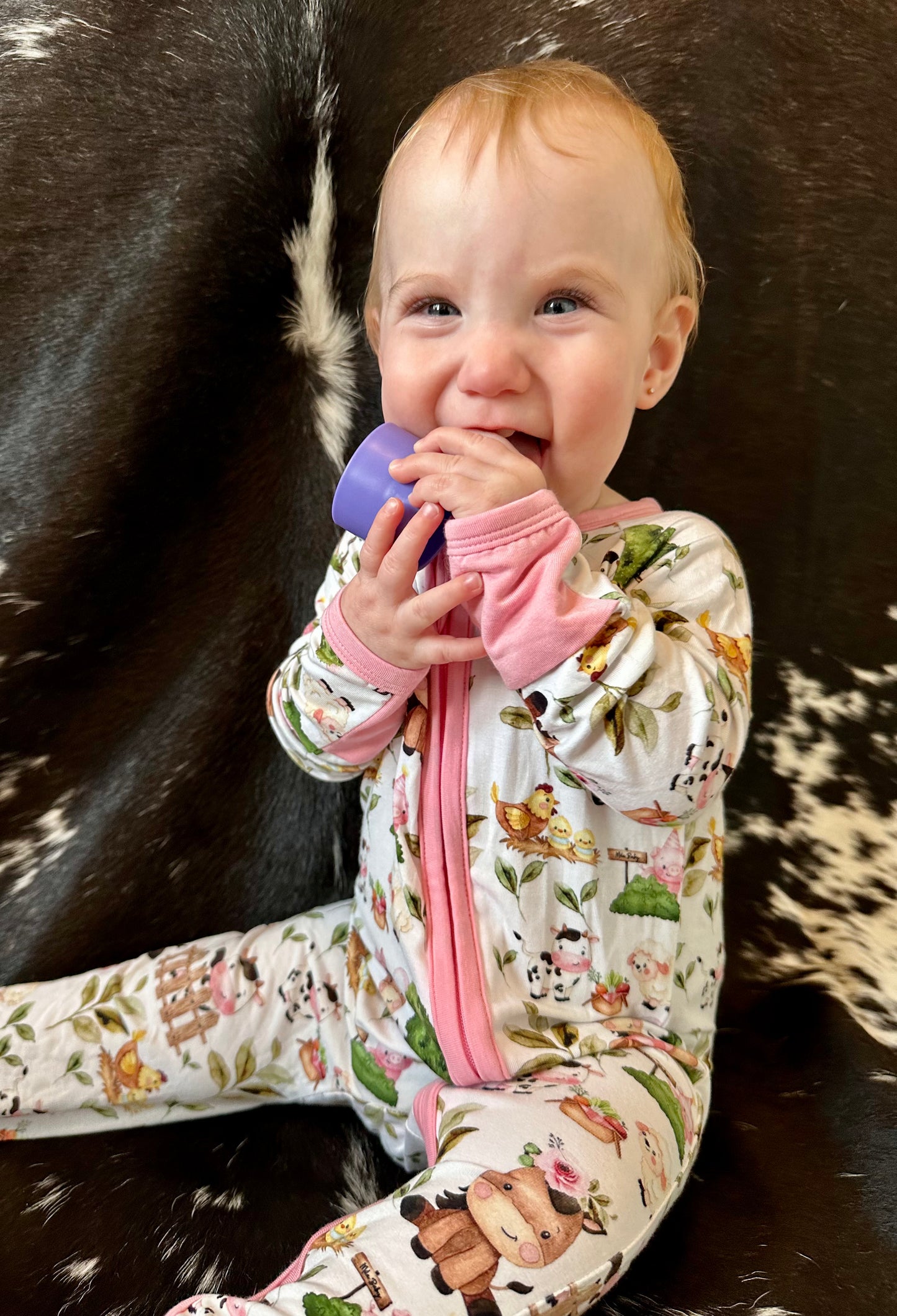 Pink Farm Animal Romper